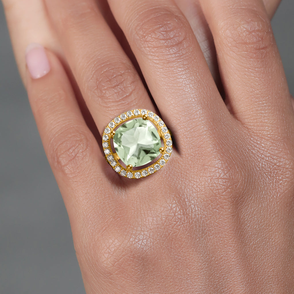 Prasiolite_6_Ring in 925 Yellow Gold Plated Silver