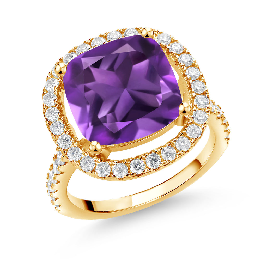 Amethyst - February_8_Ring in 925 Yellow Gold Plated Silver
