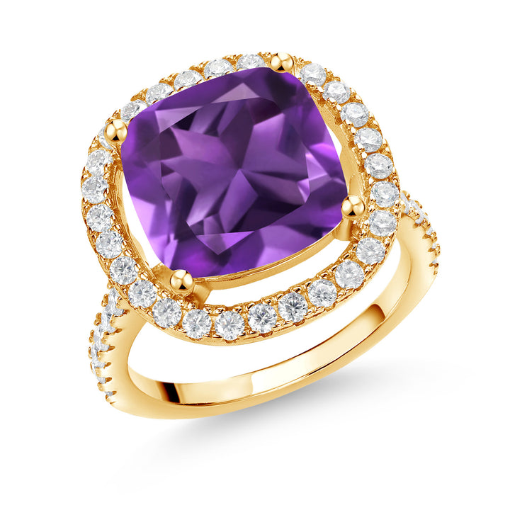 Amethyst - February_5_Ring in 925 Yellow Gold Plated Silver