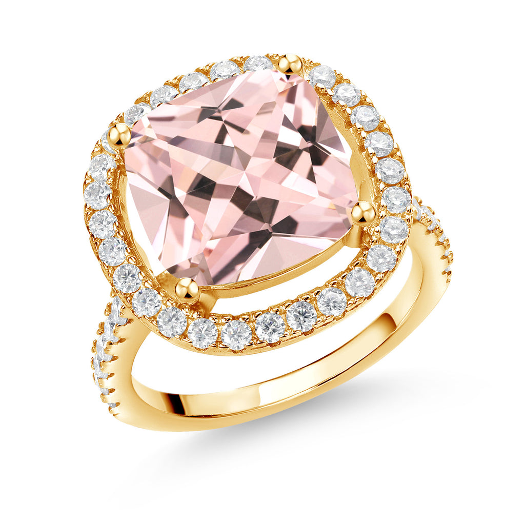 Nano Morganite - October_6_Ring in 925 Yellow Gold Plated Silver