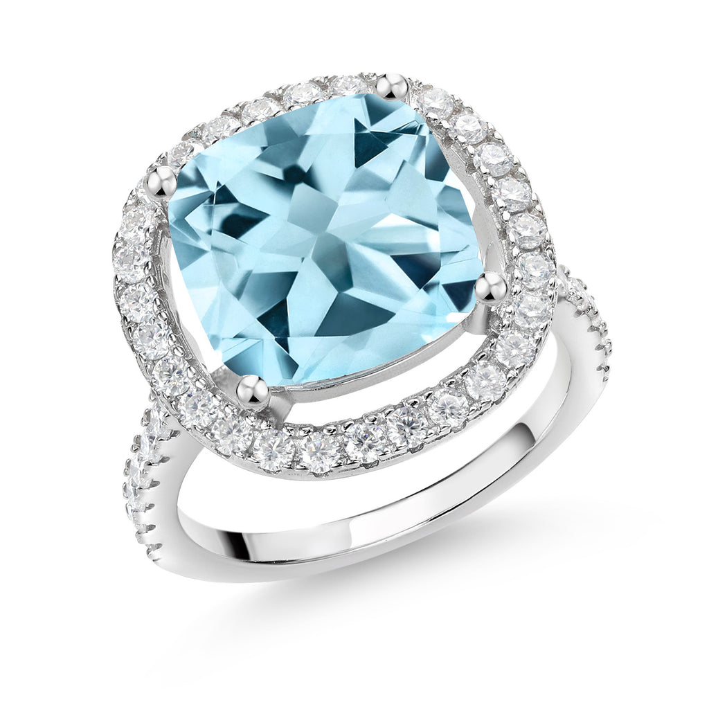 Sky Blue Topaz - November_7_Ring in 925 Sterling Silver