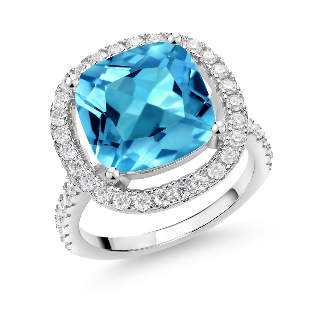 Swiss Blue Topaz - November_8_Ring in 925 Sterling Silver