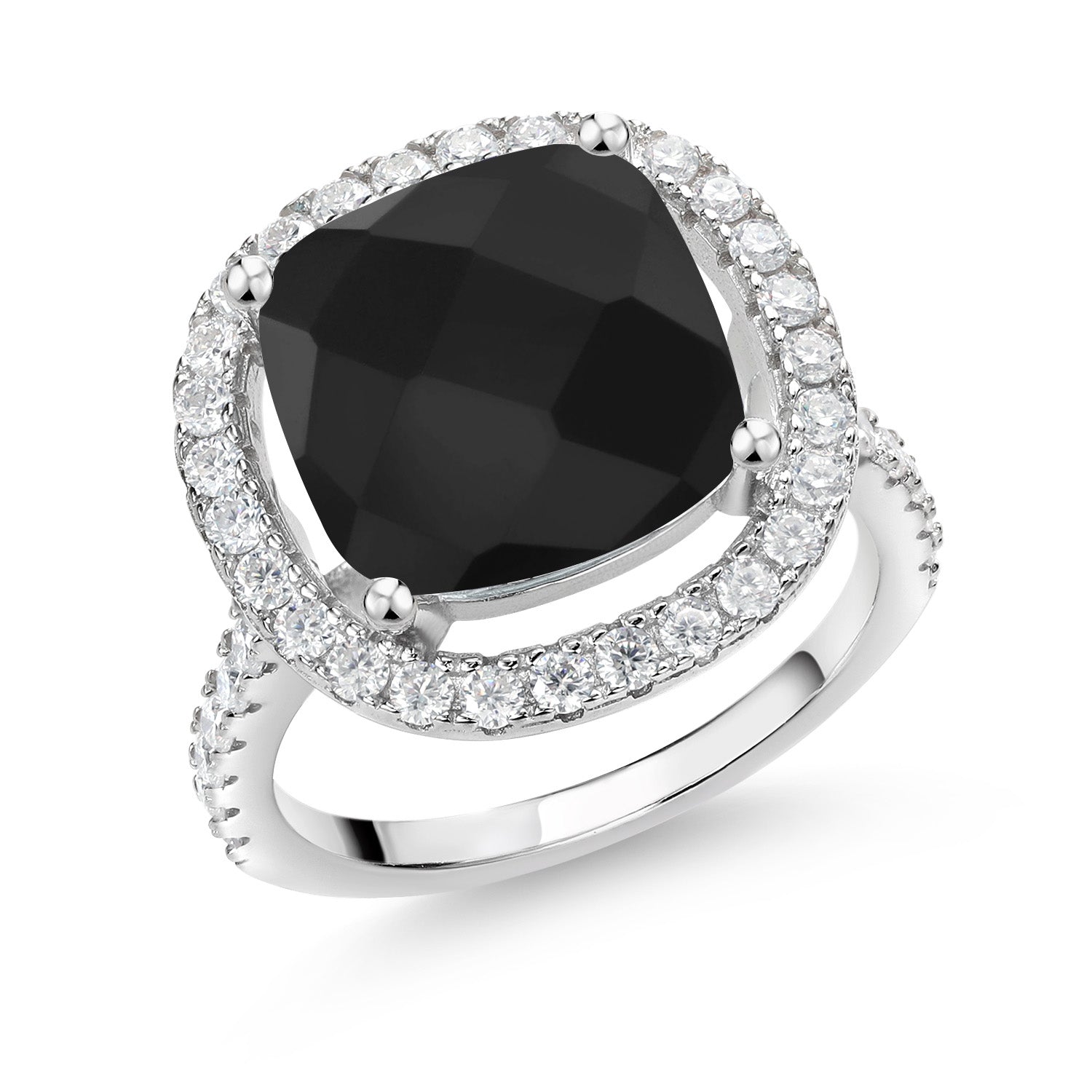 Gem Stone King 925 Sterling Silver Moissanite & Pearl Ring For Women (0.66 Ct, Sizes 5-9)