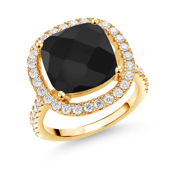 Onyx - December_5_Ring in 925 Yellow Gold Plated Silver