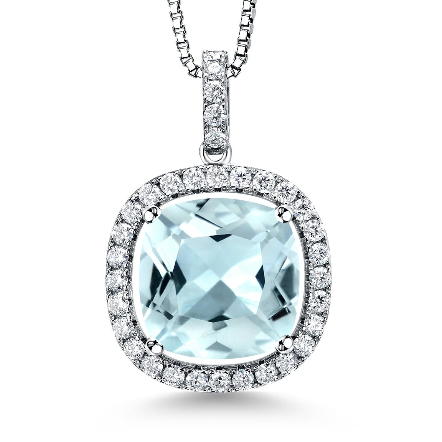 Created Aquamarine - March_Pendant in 925 Sterling Silver