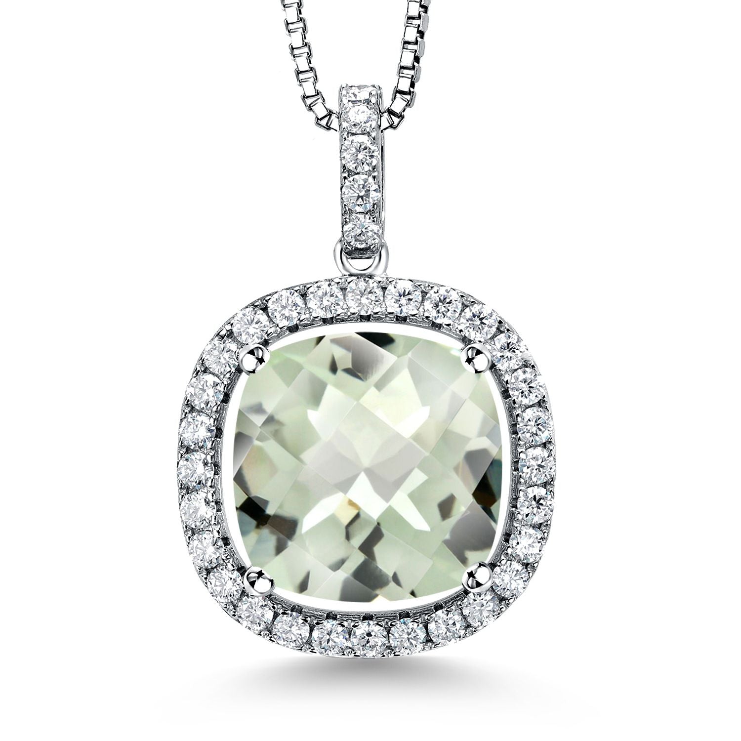 Prasiolite-Checkerboard_Pendant in 925 Sterling Silver