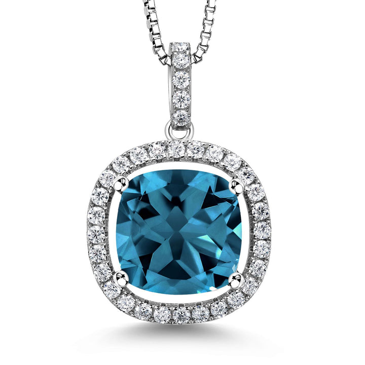 London Blue Topaz - November_Pendant in 925 Sterling Silver