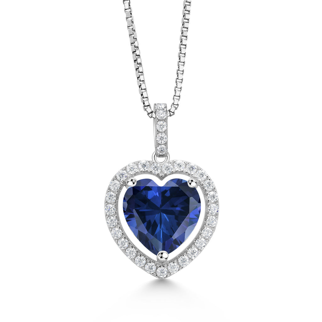 Created Sapphire - September_Pendant in 925 Sterling Silver