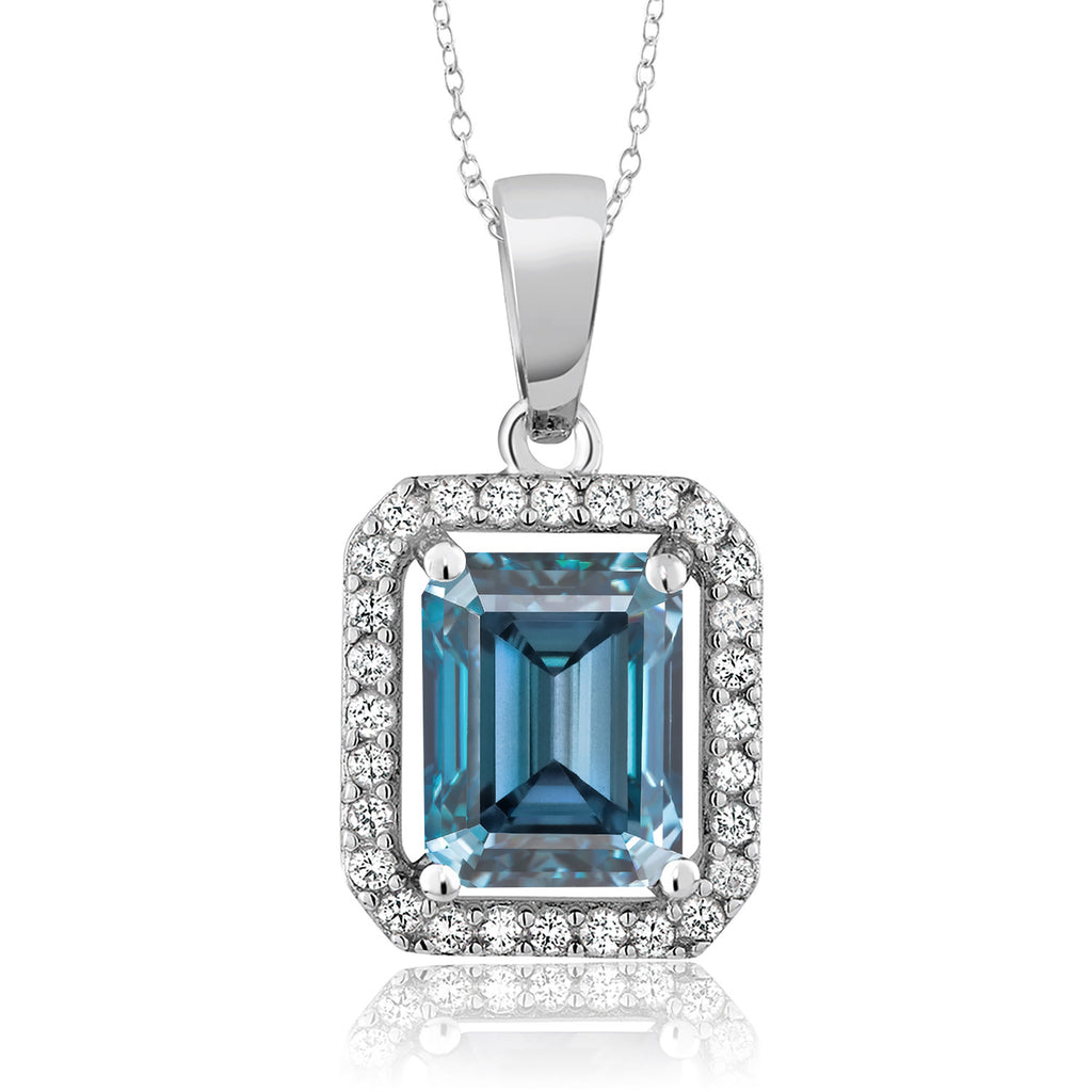 Persian Blue Moissanite - April_Pendant in 925 Sterling Silver