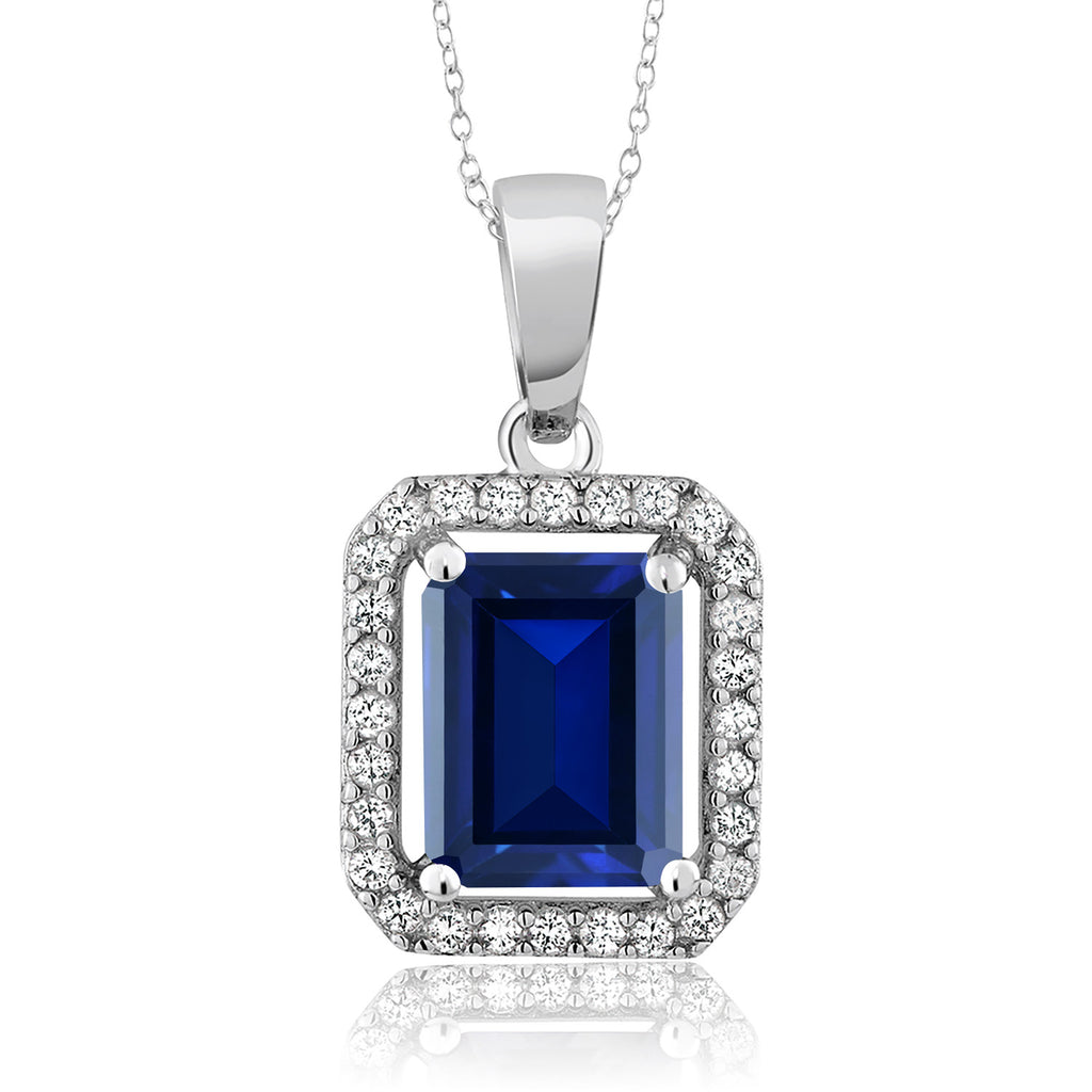 Created Sapphire - September_Pendant in 925 Sterling Silver
