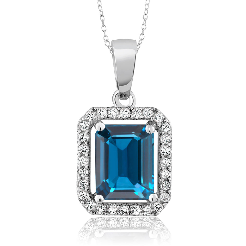 London Blue Topaz - November_Pendant in 925 Sterling Silver