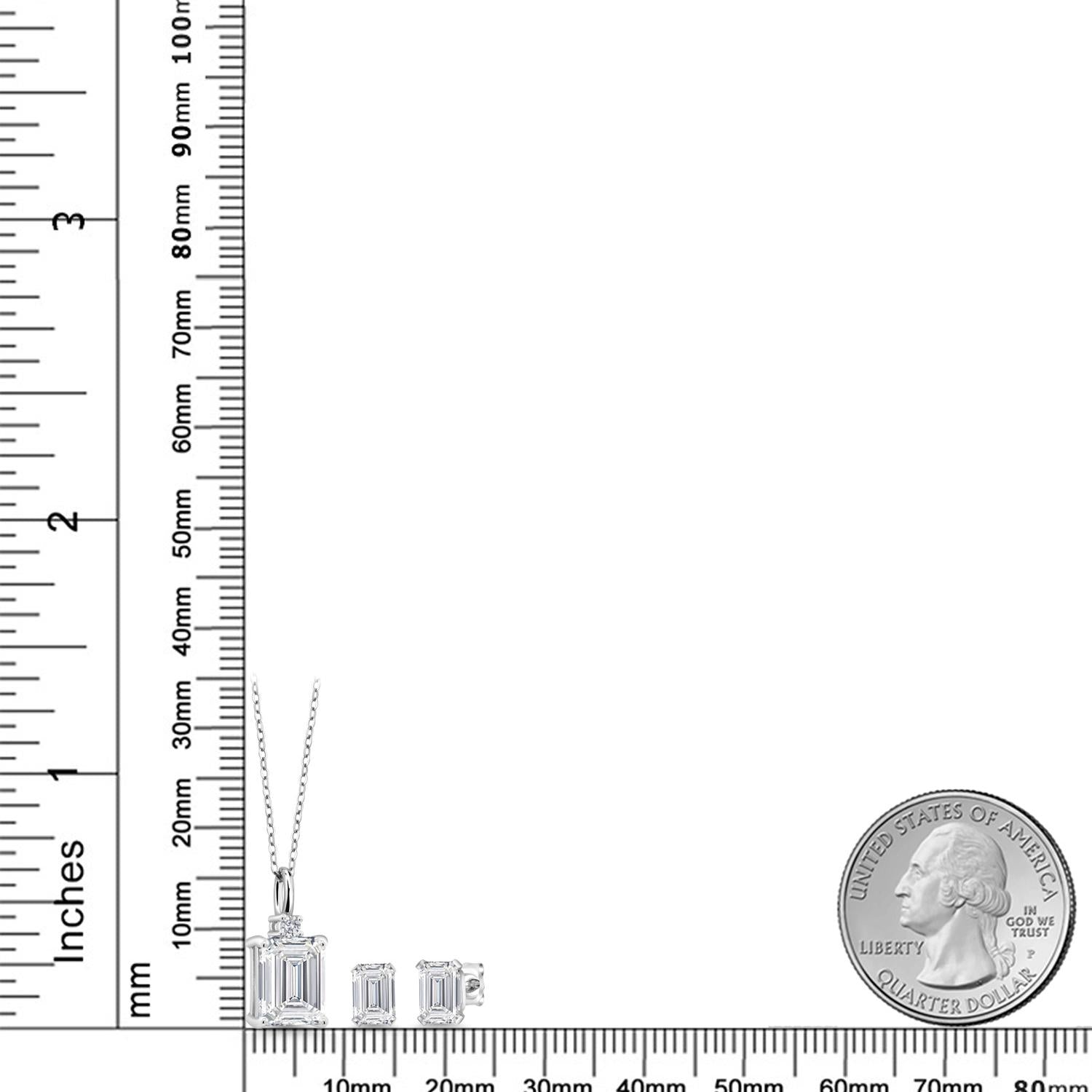 Pendant Earrings Set in 925 Sterling Silver