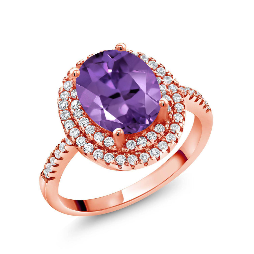 Amethyst - February_6_Ring in 925 Rose Gold Plated Silver