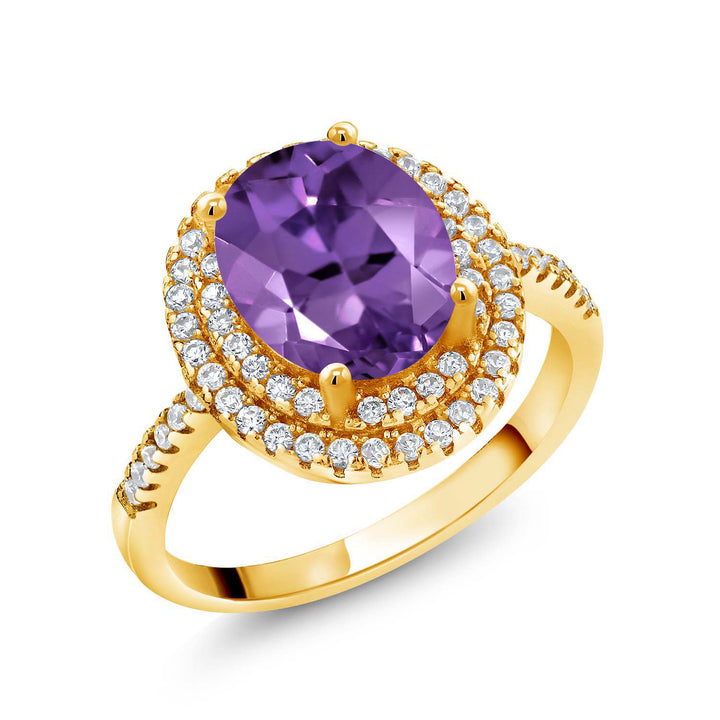 Amethyst - February_8_Ring in 925 Yellow Gold Plated Silver