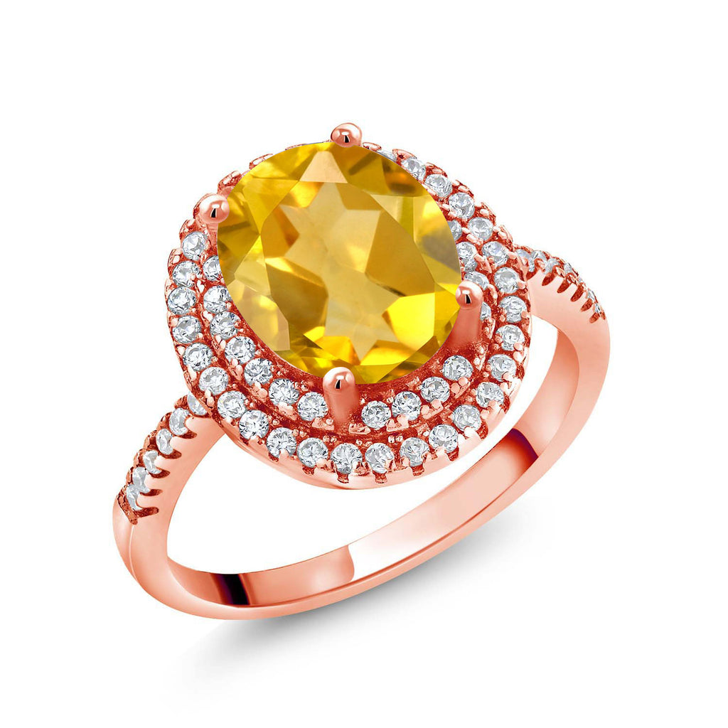 Citrine - November_9_Ring in 925 Rose Gold Plated Silver