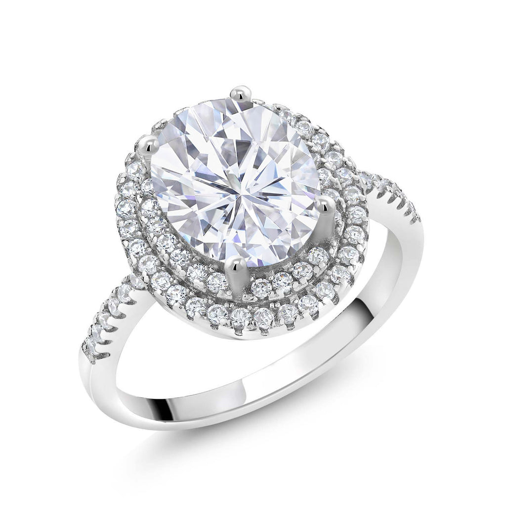 White Moissanite - April_8_Ring in 925 Sterling Silver