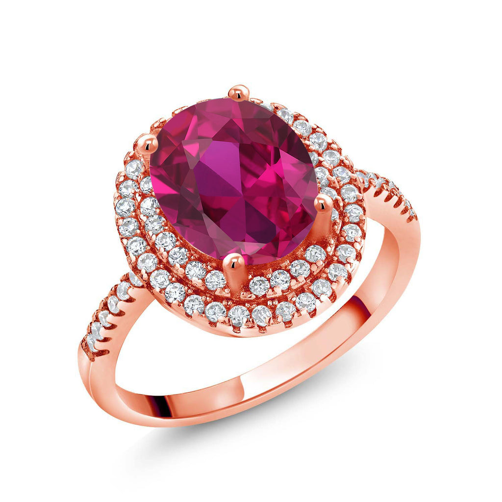 Created Ruby - July_7_Ring in 925 Rose Gold Plated Silver
