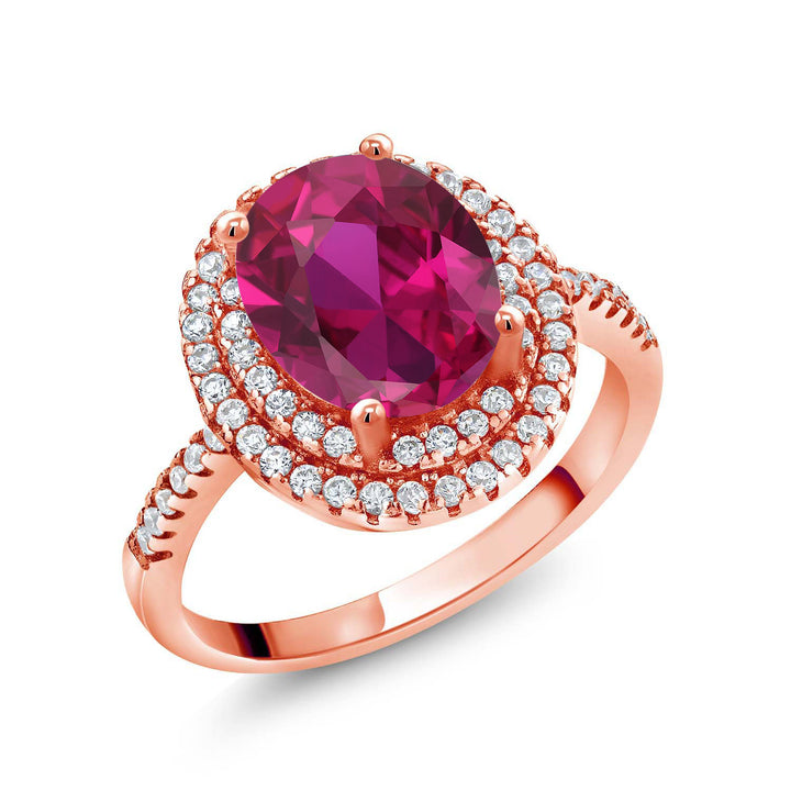 Created Ruby - July_5_Ring in 925 Rose Gold Plated Silver