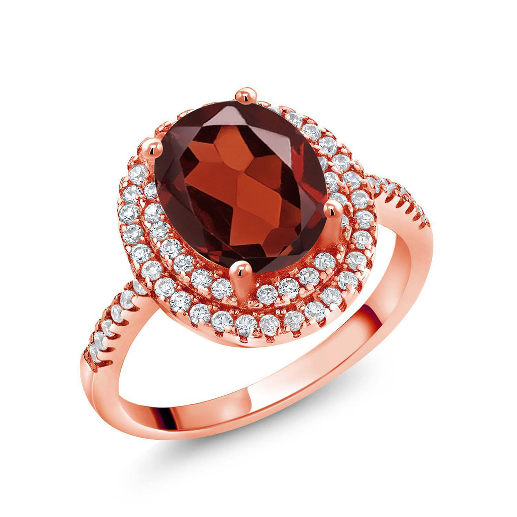 Garnet - January_6_Ring in 925 Rose Gold Plated Silver