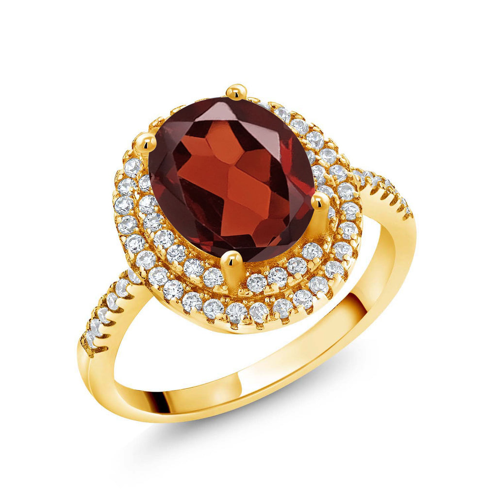 Garnet - January_6_Ring in 925 Yellow Gold Plated Silver