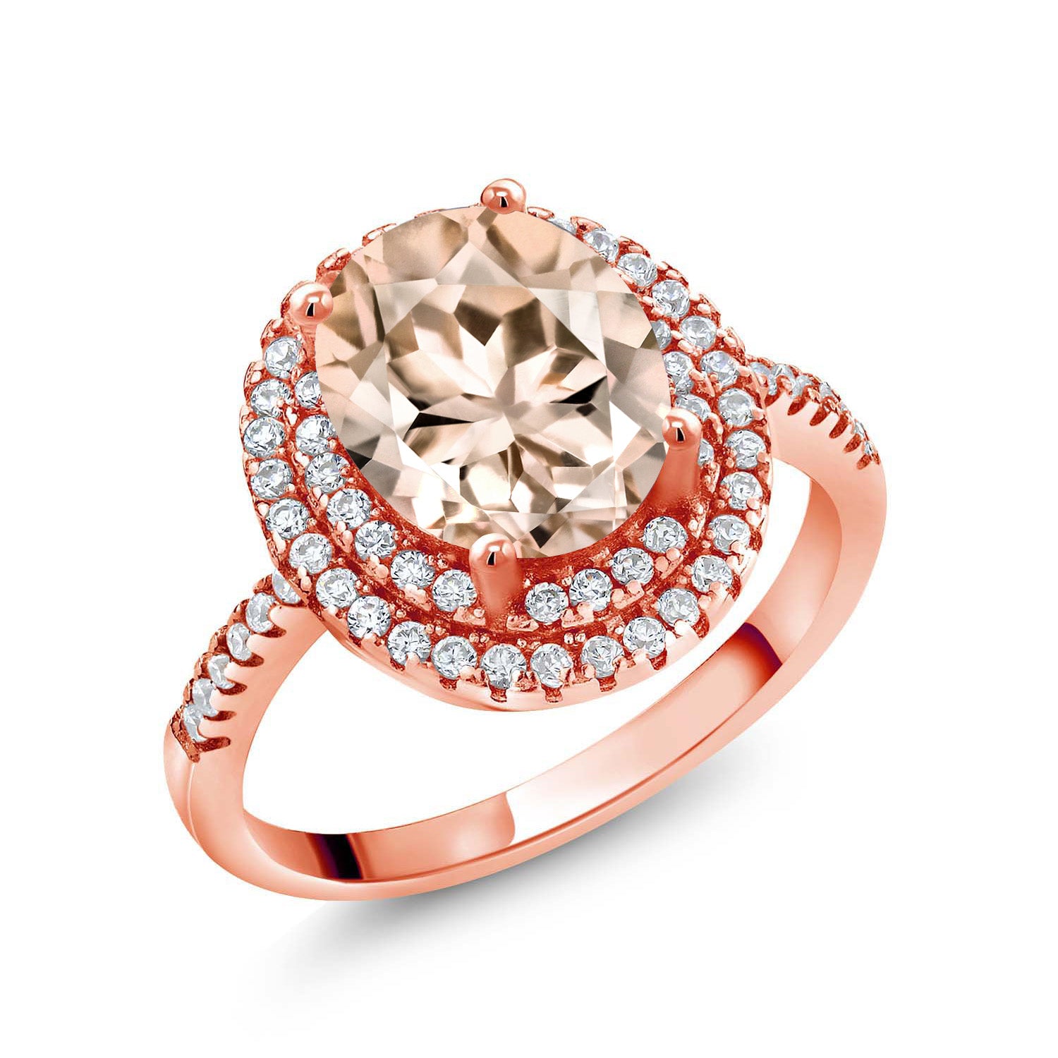 Morganite - October_5_Ring in 925 Rose Gold Plated Silver