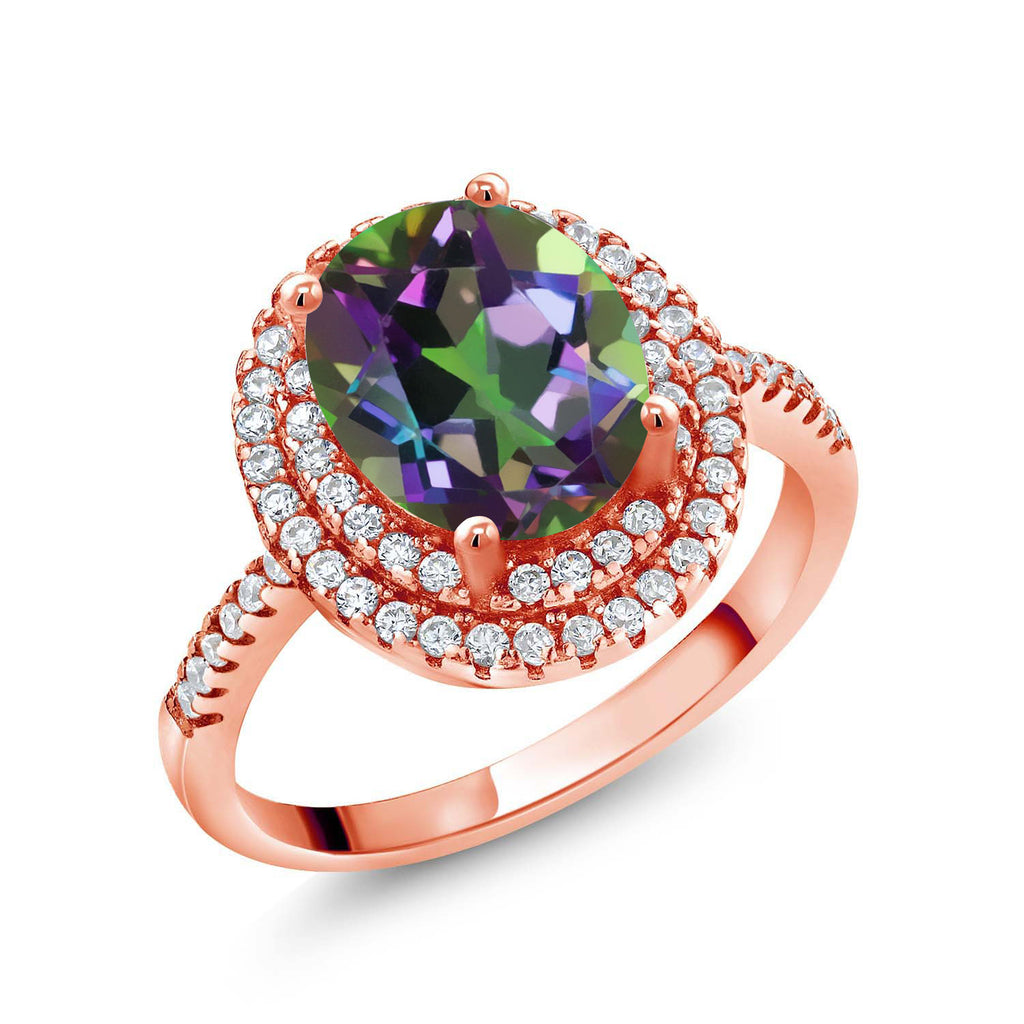 Green Mystic Topaz_5_Ring in 925 Rose Gold Plated Silver