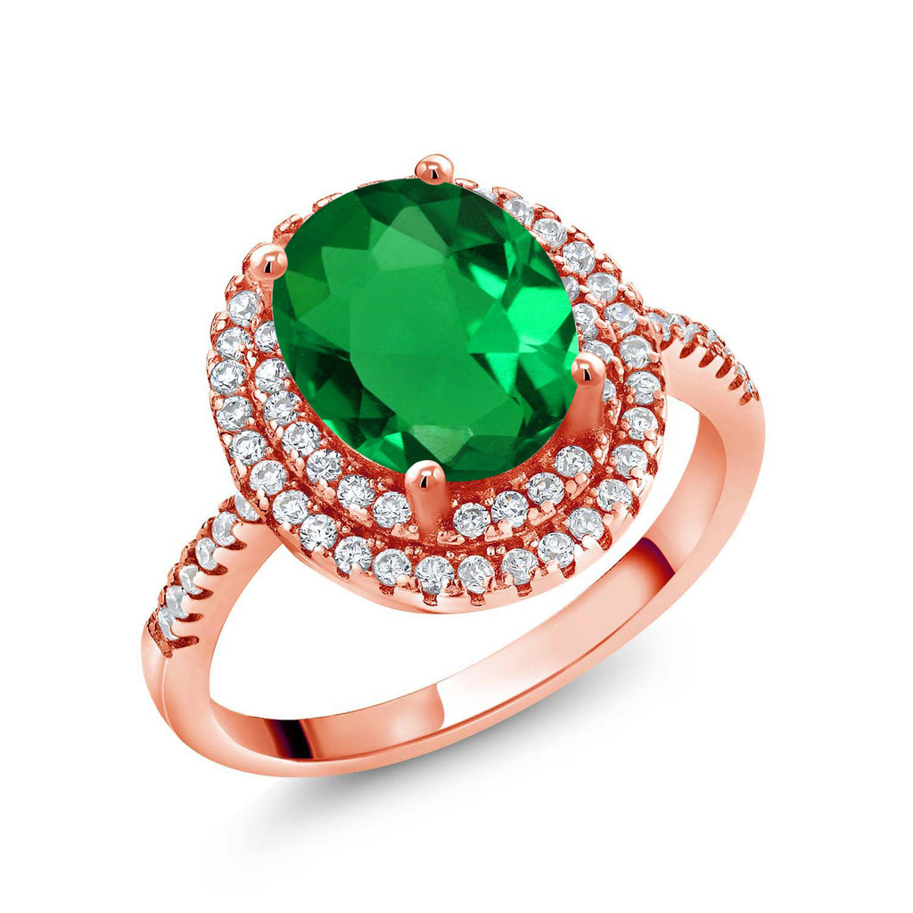 Nano Emerald - May_7_Ring in 925 Rose Gold Plated Silver