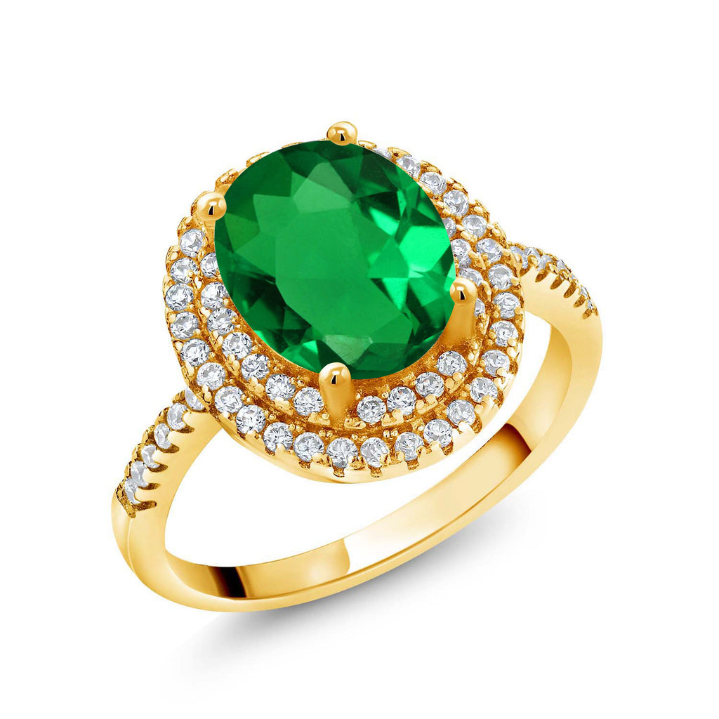 Nano Emerald - May_7_Ring in 925 Yellow Gold Plated Silver