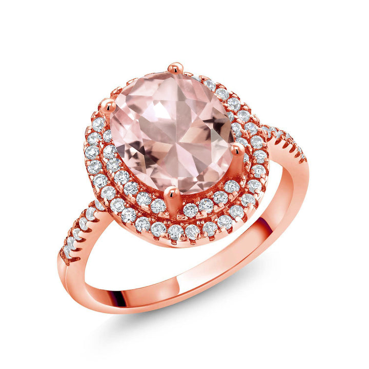 Nano Morganite - October_7_Ring in 925 Rose Gold Plated Silver
