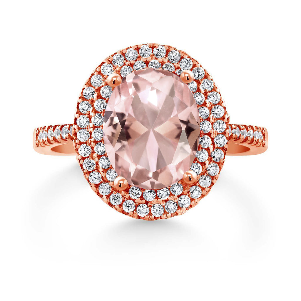 Nano Morganite - October_7_Ring in 925 Rose Gold Plated Silver