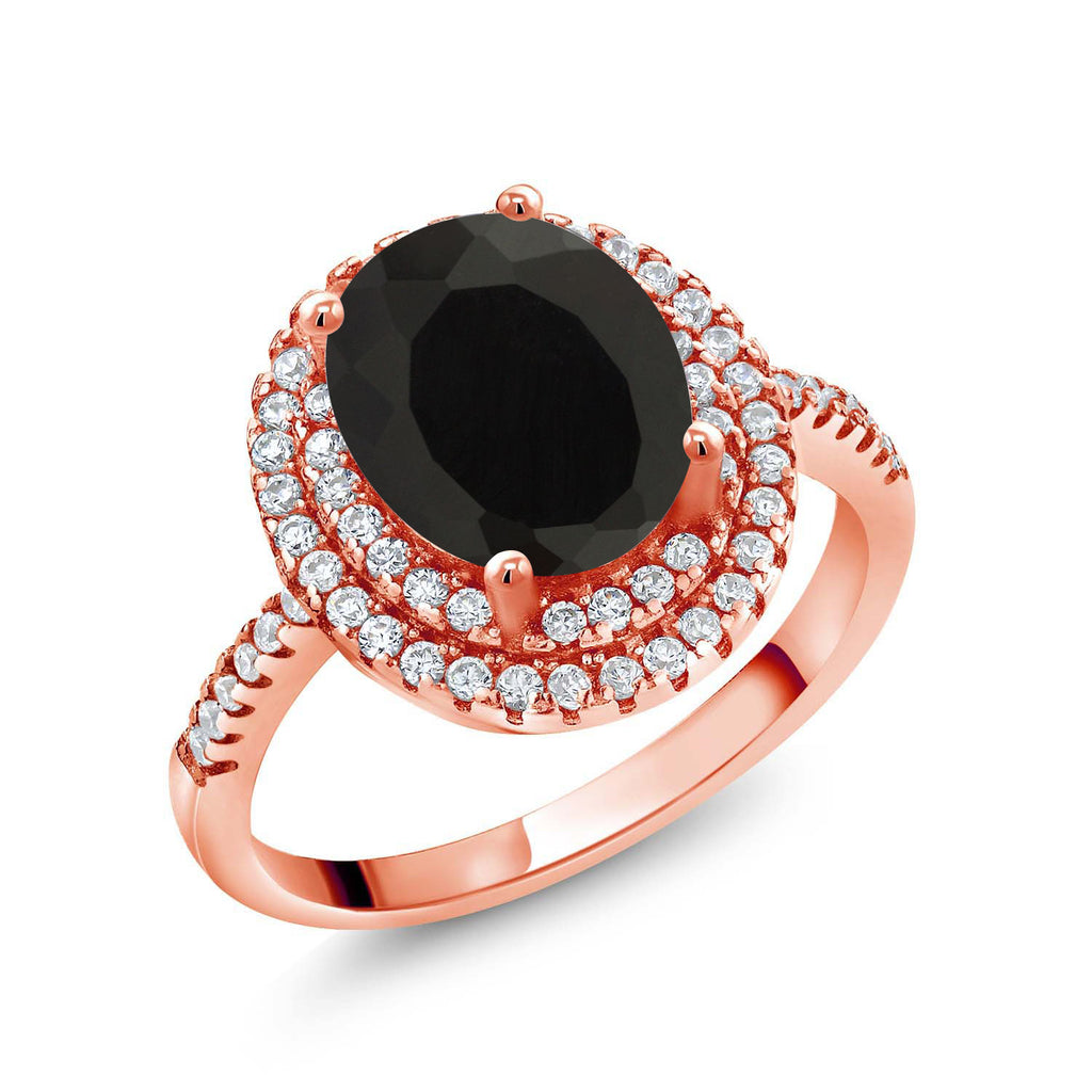Onyx - December_8_Ring in 925 Rose Gold Plated Silver