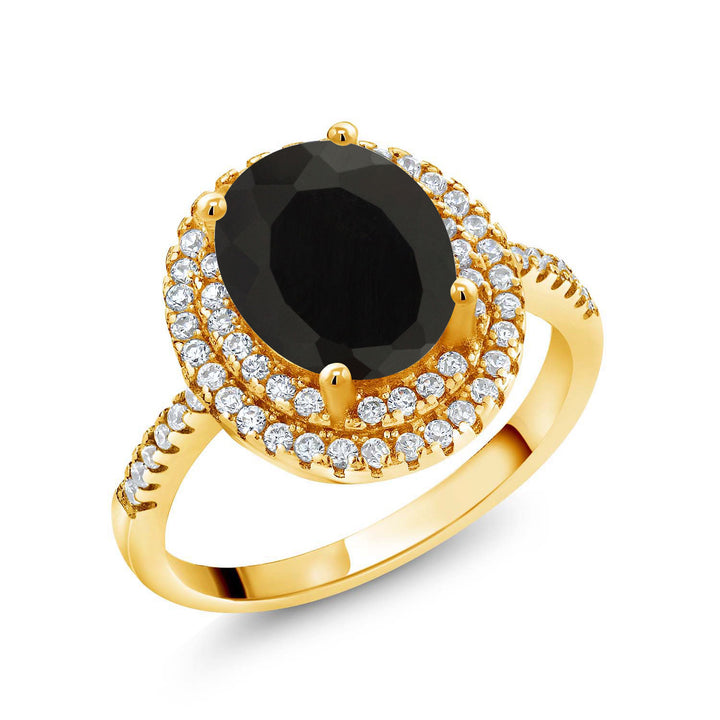 Onyx - December_5_Ring in 925 Yellow Gold Plated Silver