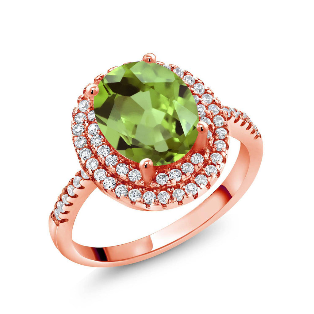 Peridot - August_9_Ring in 925 Rose Gold Plated Silver