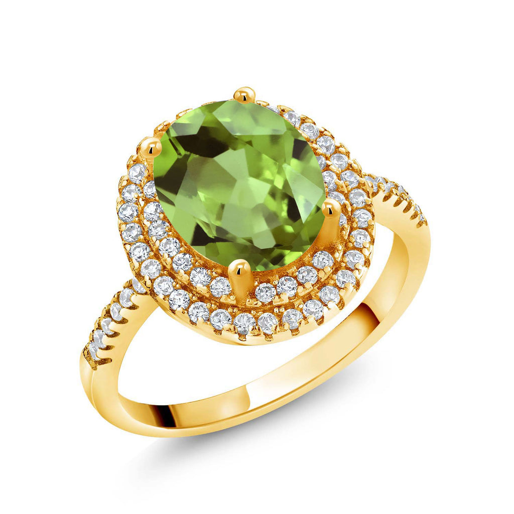 Peridot - August_6_Ring in 925 Yellow Gold Plated Silver