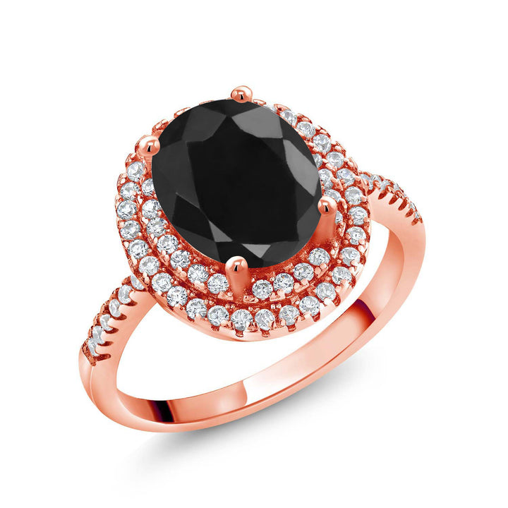 Black Sapphire - September_5_Ring in 925 Rose Gold Plated Silver