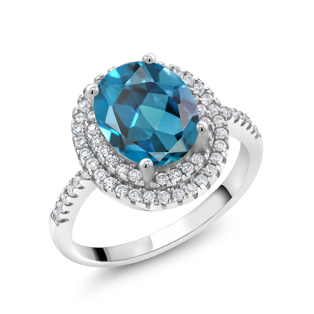 London Blue Topaz - November_8_Ring in 925 Sterling Silver
