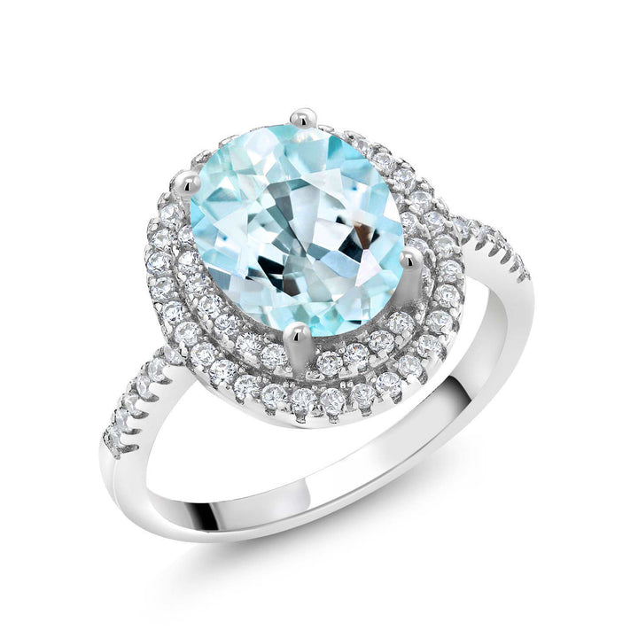 Sky Blue Topaz - November_5_Ring in 925 Sterling Silver