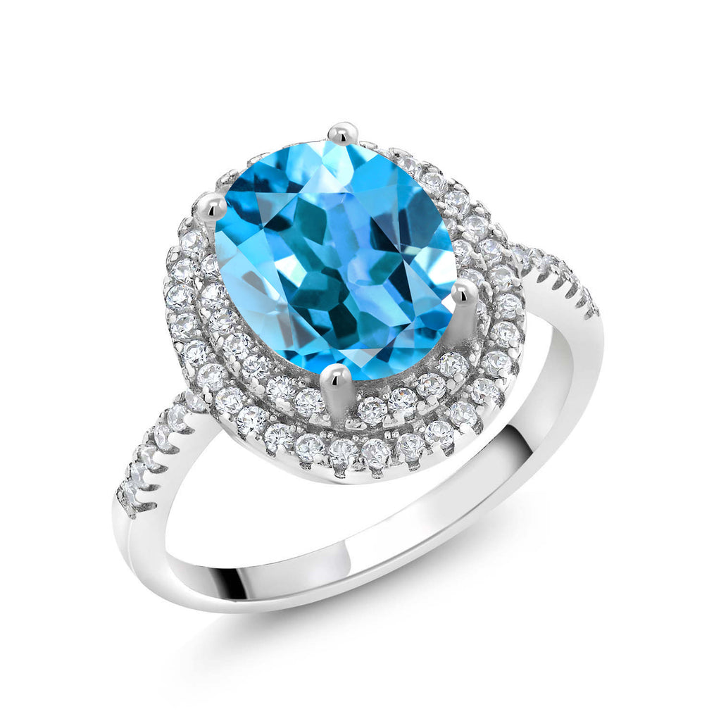 Swiss Blue Topaz - November_8_Ring in 925 Sterling Silver