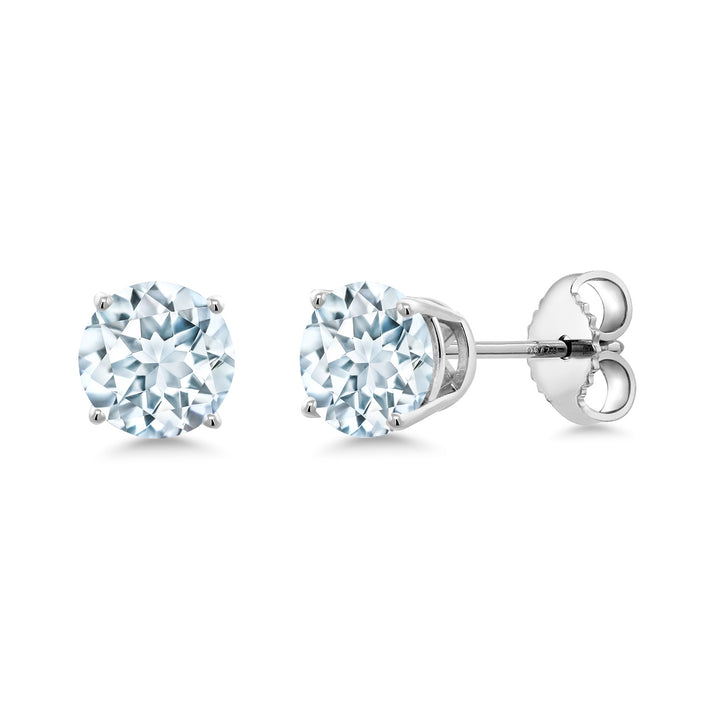 Gem Stone King 925 Sterling Silver 5MM Round Gemstone Birthstone 4-Prong Basket Setting Stud Earrings For Women Men