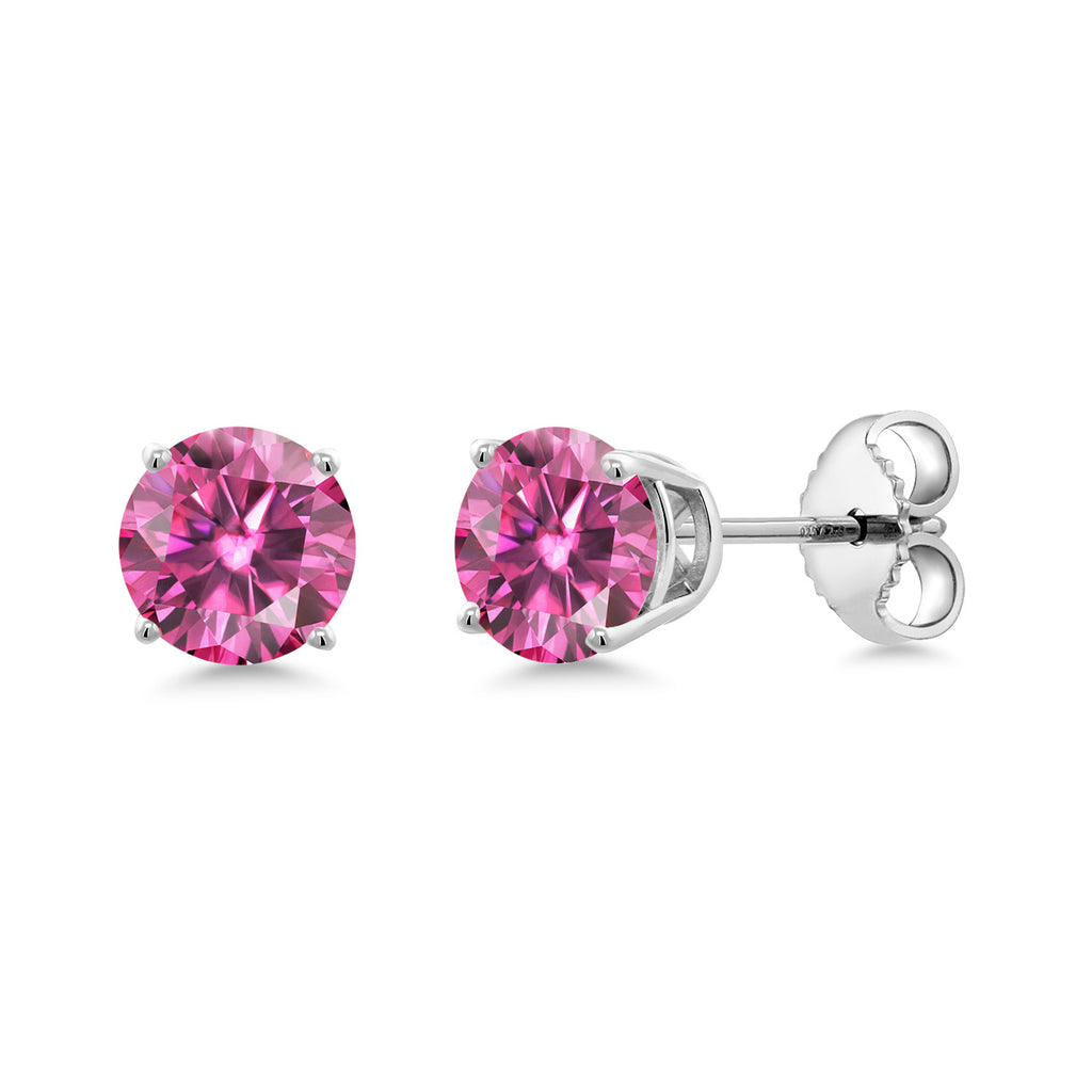 Pink Moissanite - April_Earrings in 925 Sterling Silver
