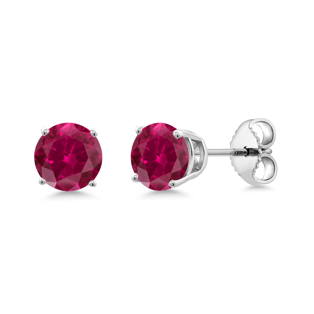 Gem Stone King 925 Sterling Silver Purple Amethyst Stud Earrings For Women Men (0.95 Cttw, Gemstone Birthstone, Round 5MM)