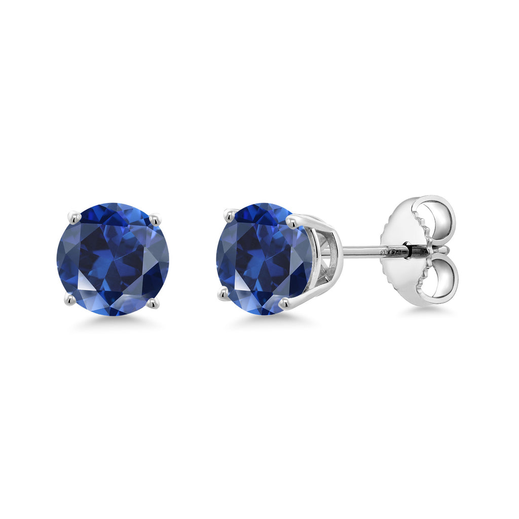 Blue Created Sapphire - September_Earrings in 925 Sterling Silver