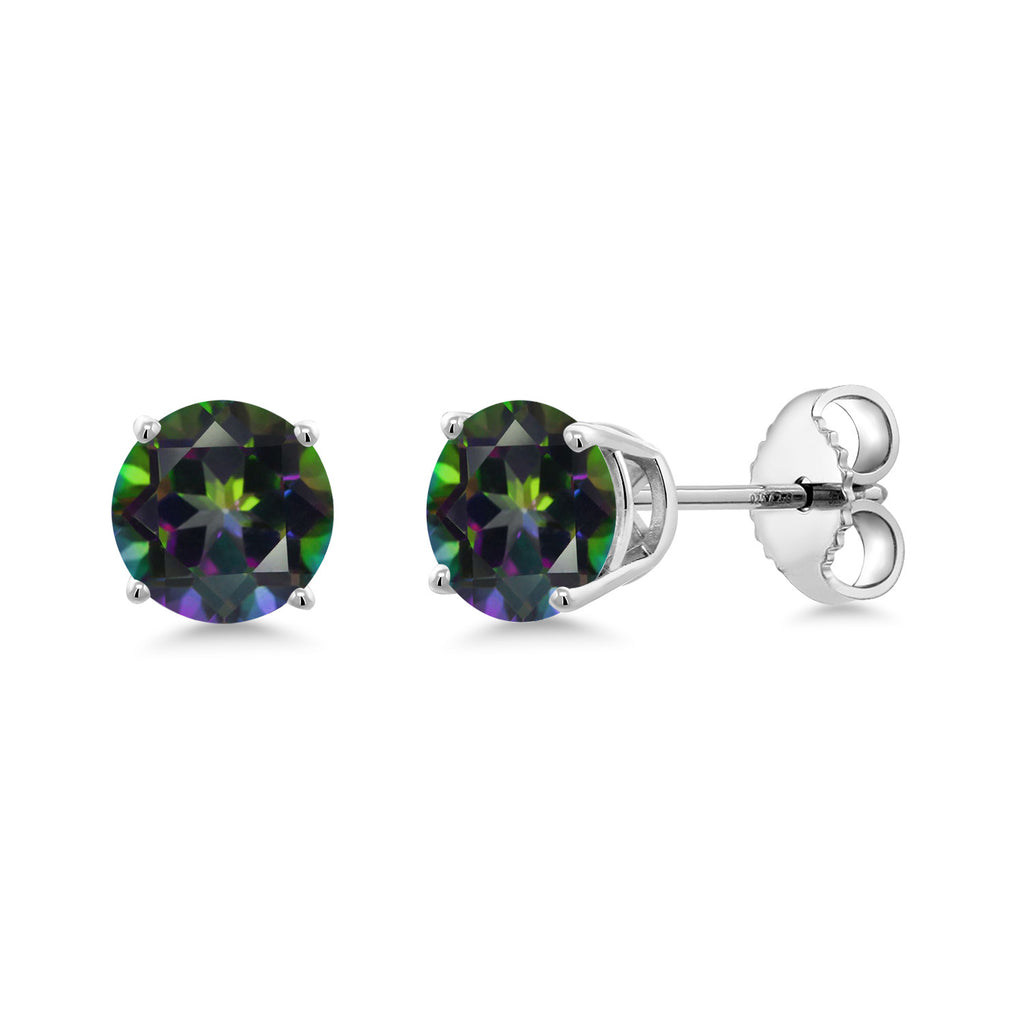 Gem Stone King 925 Sterling Silver Purple Amethyst Stud Earrings For Women Men (0.95 Cttw, Gemstone Birthstone, Round 5MM)