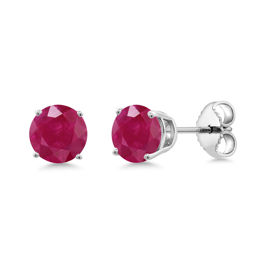 Gem Stone King 925 Sterling Silver Purple Amethyst Stud Earrings For Women Men (0.95 Cttw, Gemstone Birthstone, Round 5MM)