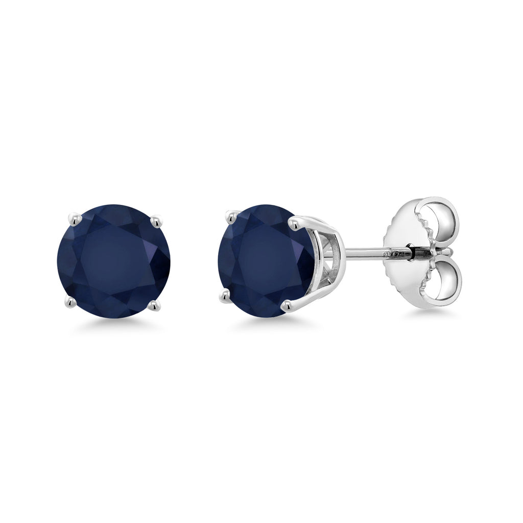 Gem Stone King 925 Sterling Silver Purple Amethyst Stud Earrings For Women Men (0.95 Cttw, Gemstone Birthstone, Round 5MM)