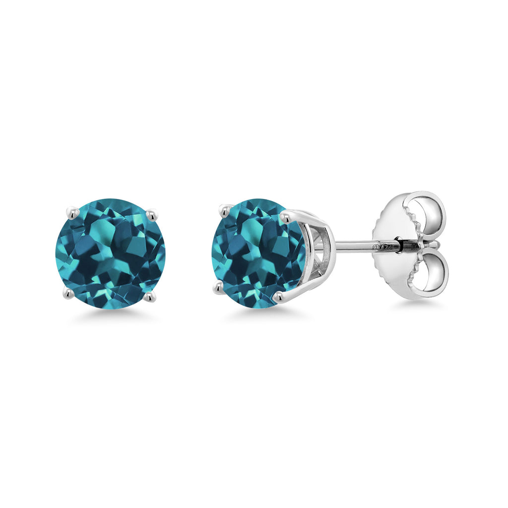 Gem Stone King 925 Sterling Silver Purple Amethyst Stud Earrings For Women Men (0.95 Cttw, Gemstone Birthstone, Round 5MM)