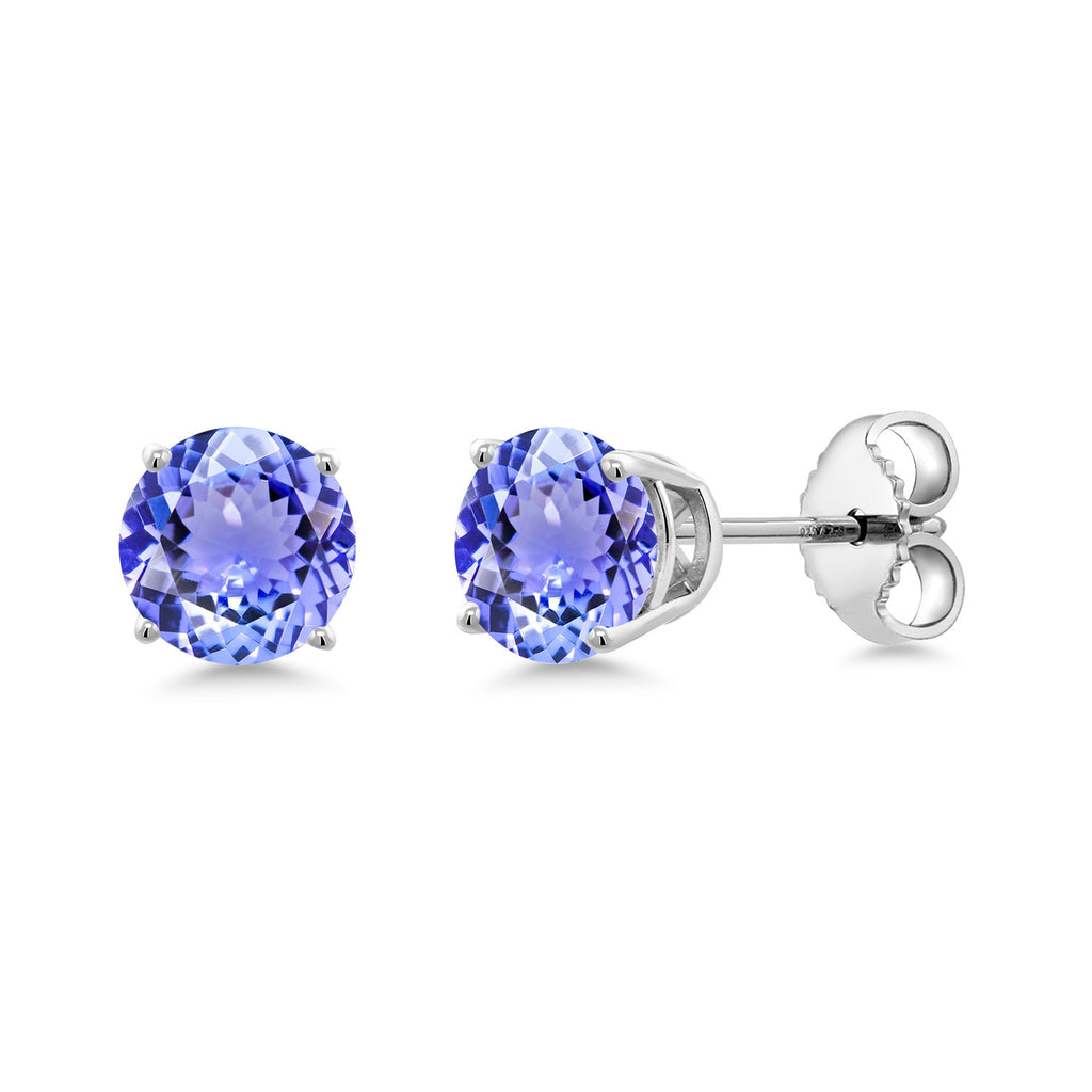 Gem Stone King 925 Sterling Silver Purple Amethyst Stud Earrings For Women Men (0.95 Cttw, Gemstone Birthstone, Round 5MM)