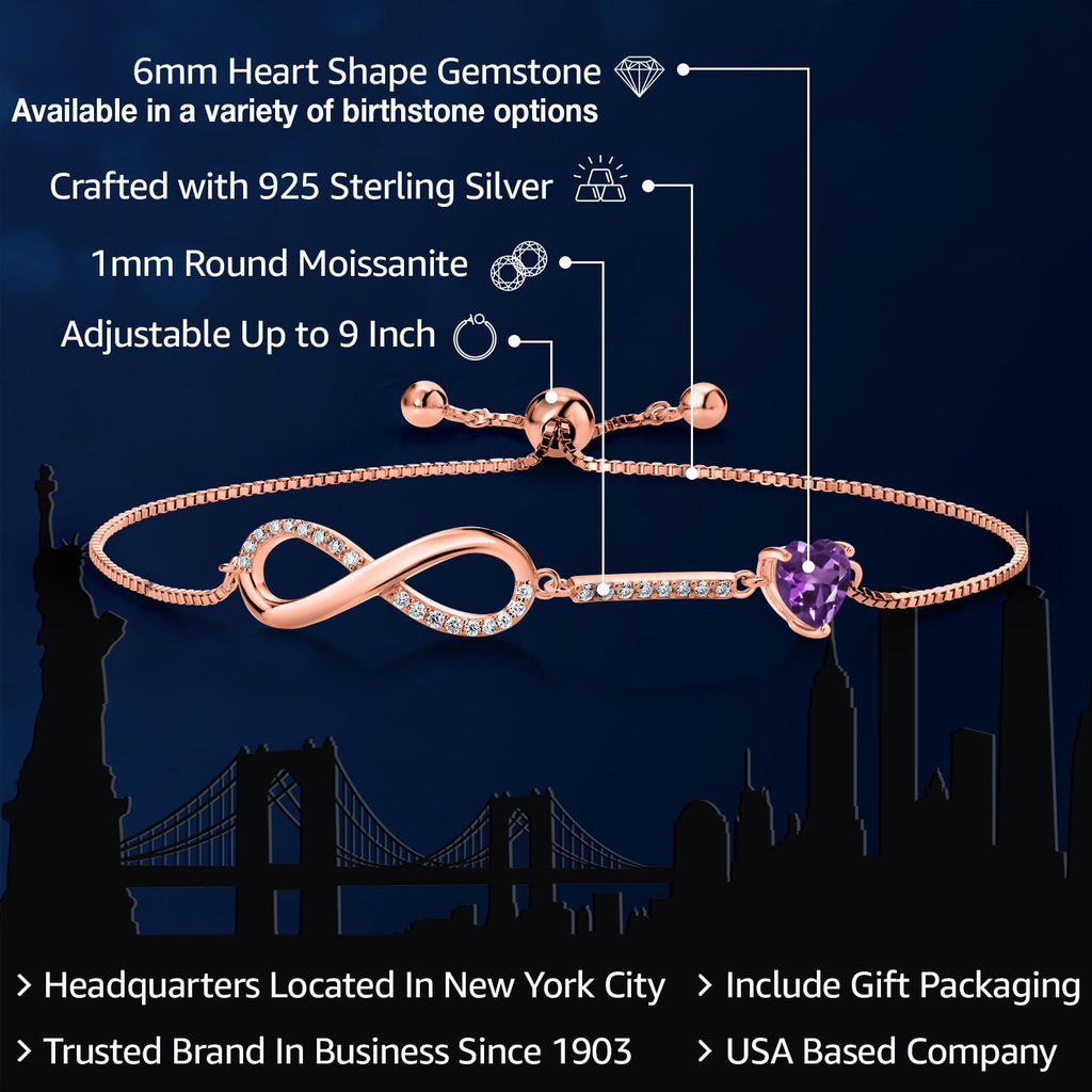 Amethyst - February_Bracelet in 925 Rose Gold Plated Silver