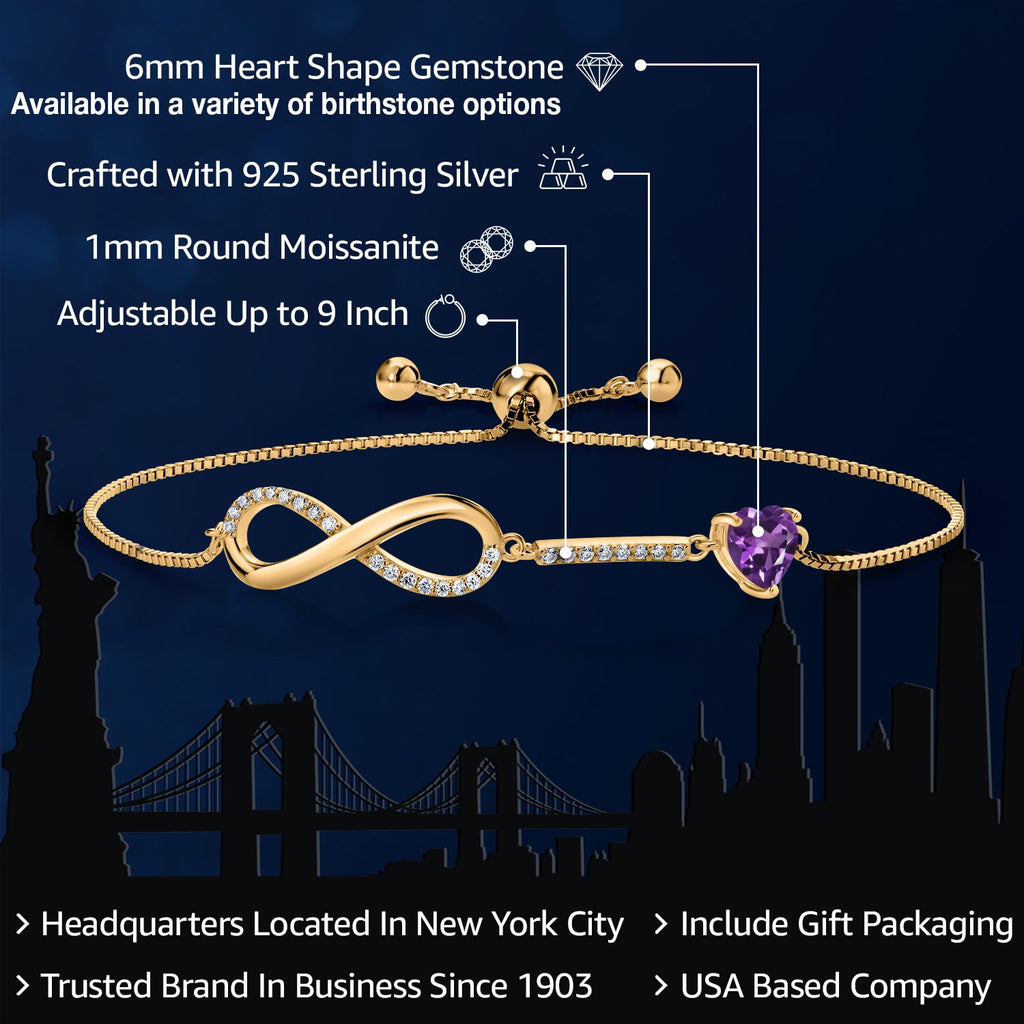 Amethyst - February_Bracelet in 925 Yellow Gold Plated Silver