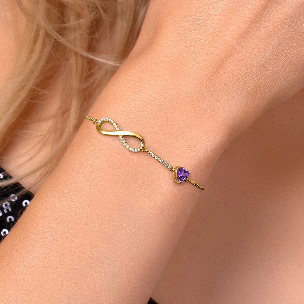 Amethyst - February_Bracelet in 925 Yellow Gold Plated Silver